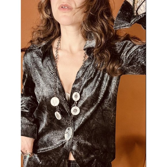 Boutique Quartz X-Long Silver Handmade Charm Silver Statement Necklace - Picture 2 of 6